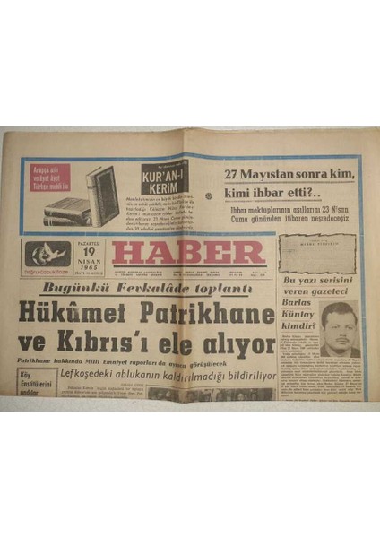 Haber Gazetesi - 19 Nisan 1965 - Üç Bin Bektaşi ve Alevi Toplandılar GZ112445