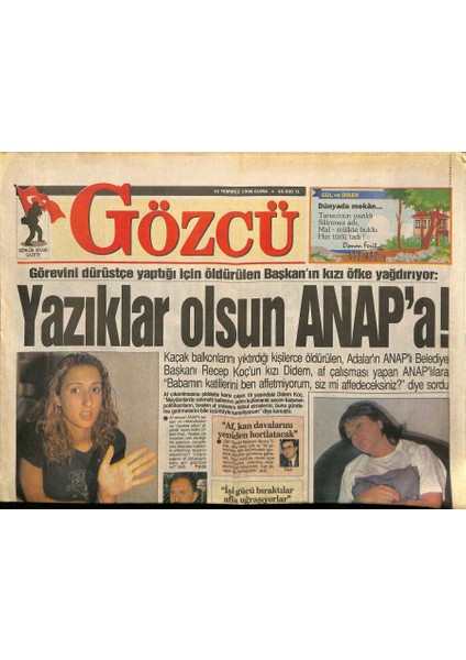 Gözcü Gazetesi 31 Temmuz 1998 - Emrah , Karısı Olacak Kızı Seçti - Sibel Can , Para Kazanmak Için Gece-Gündüz Çalışıyor GZ122298