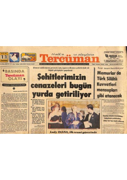 Tercüman Gazetesi 11 Mart 1981 - Schmidt Türkiye Yerine , Afganistandaki Rusyayı Protesto Eden Döviz Taşıyın GZ114087
