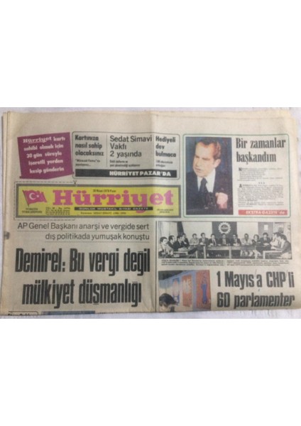 Hürriyet Gazetesi 30 Nisan 1978 - Demirelbu Vergi Değil Mülkiyet Düşmanlığı - GZ19761