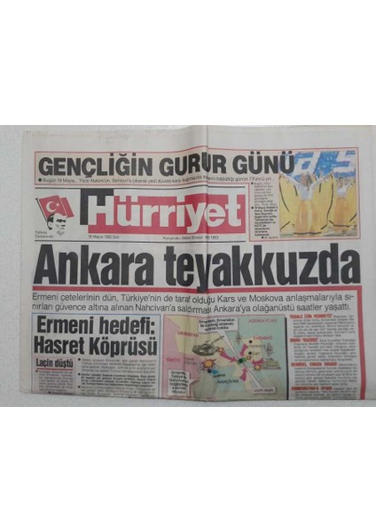 Hürriyet Gazetesi - 19 Mayıs 1992 - Ankara Teyakkuzda GZ111734