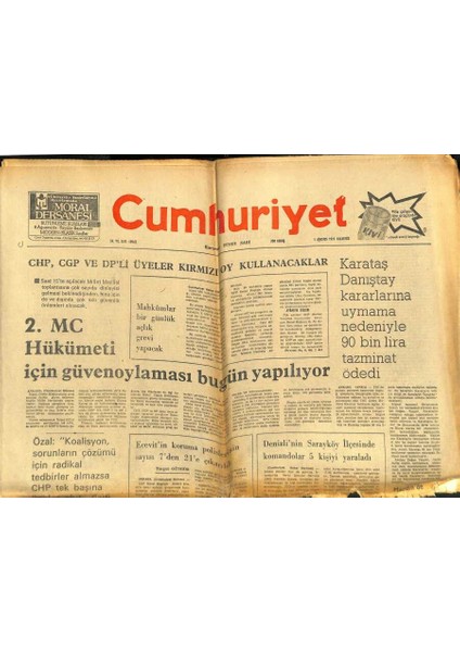 Cumhuriyet Gazetesi 1 Ağustos 1977 - Basketbol Federasyonu Hem Fibayı Hem De Türk Kamuoyunu Yanılttı GZ121853