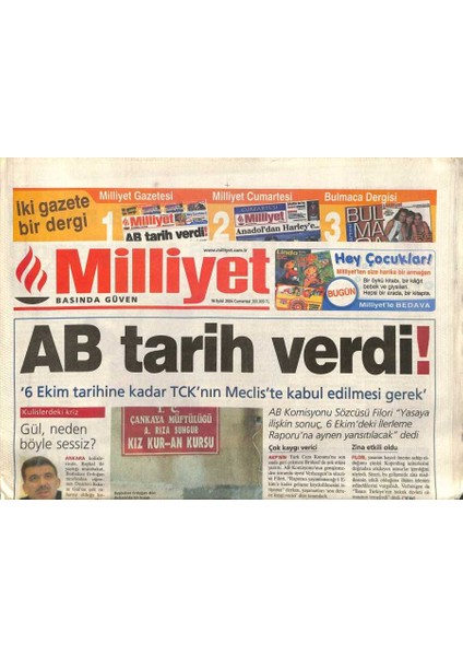 Milliyet Gazetesi 18 Eylül 2004 - Beslan Katliamını Basayev Üstlendi - Köle Çiftliğinde 11 Tutuklama GZ109402