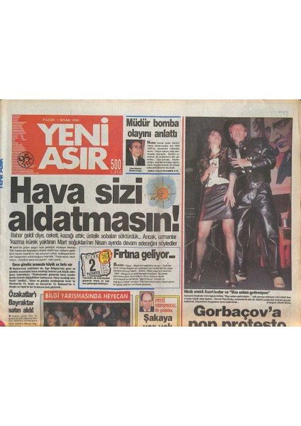 Yeni Asır Gazetesi 1 Nisan 1990 - Demirel , Özala Iyilik Düşünüyor - Rıdvan Mustafa Denizli Fenerbahçeye Gelebilir GZ131526