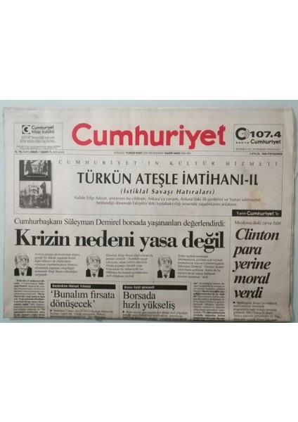 Cumhuriyet Gazetesi 3 Eylül 1998 Fransa Rumlara Radar Hibe Etti -GZ33392