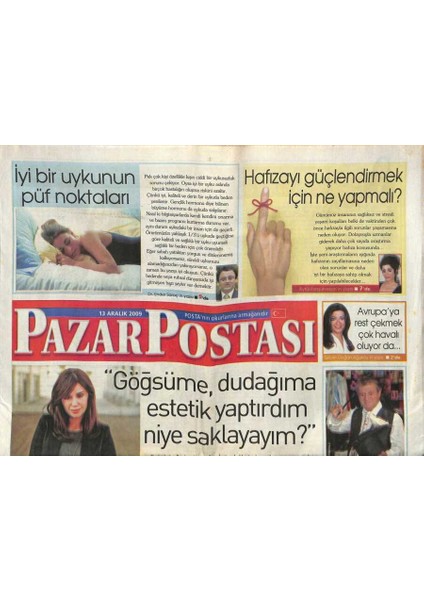Posta Gazetesi Pazar Eki 13 Aralık 2009 - Taş Devri Diyeti GZ109904