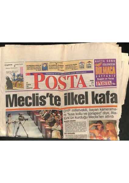 Posta Gazetesi 17 Haziran 1995 - Başbakan Şamı Uyardı - Mecliste Ilkel Kafa GZ123037