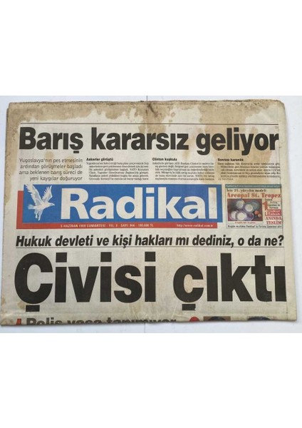 Radikal Gazetesi 5 Haziran 1999 - Imralı Adasında Gergin Duruşma GZ60226