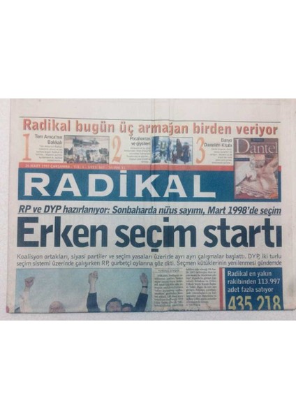 Radikal Gazetesi - 26 Mart 1997 - Erken Seçim Startı GZ46769