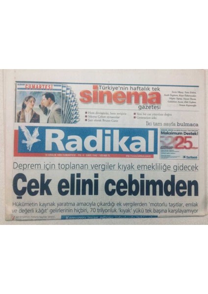 Radikal Gazetesi - 18 Aralık 1999 - Rusya Ağır Yaralı GZ46777