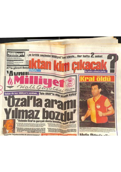Milliyet Halk Gazetesi 14 Eylül 1991 - Kral Öldü - Metin Oktaya Gözyaşı GZ131763