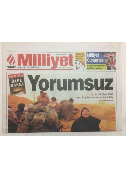 Milliyet Gazetesi 29 Mart 2003 - Irakta Savaş,yorumsuz !!! GZ51641