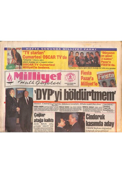 Milliyet Halk Gazetesi 6 Mayıs 1993 - Asil Nadir Kaçtı - Galatasarayda Gizli Savaş GZ131789