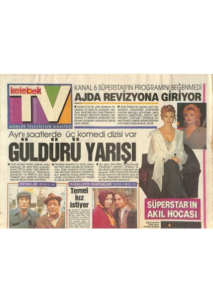 Hürriyet Gazetesi Kelebek Tv Eki 1 Şubat 1993 - Ajda Pekkanın Akıl Hocası - Mumcunun Anısına GZ126260