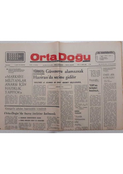 Ortadoğu Gazetesi - 24 Mart 1975 - Ortadoğu Da Barış Imkanı Kalmadı GZ111537
