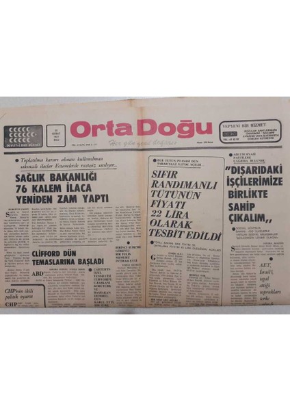 Ortadoğu Gazetesi - 22 Şubat 1977 - Sağlık Bakanlığı 76 Kalem Ilaca Yeniden Zam Yaptı GZ111591