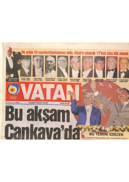 Vatan Gazetesi 28 Ağustos 2007 - Türk Uçakları Karşı Kıyıda - Thyde Uzlaşma Getiren Formül GZ95448