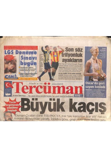 Tercüman Gazetesi 29 Şubat 2004 - Mgkda Erbakanı Öfkelendiren Soru - Türkmenlerin Direniş Zinciri GZ93656