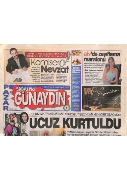 Sabah Gazetesi Günaydın Eki 2 Ekim 2005 - Kadir Inanır ve Jülide Kural Aşkı Bodrumda Tazelendi GZ93640