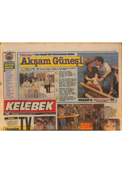 Hürriyet Gazetesi Kelebek Eki 21 Ağustos 1987 - Romalı Perihanın Antika Sevgilileri GZ126578