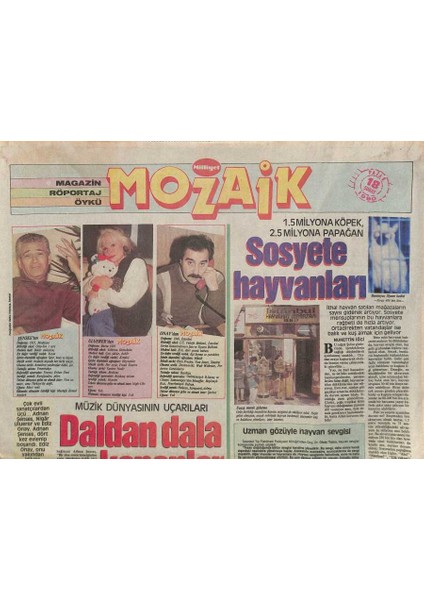 Milliyet Gazetesi Mozaik Eki 18 Şubat 1990 - Müzik Dünyasının Uçarıları * Adnan Şenses GZ115404