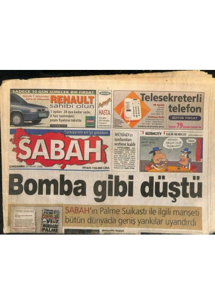 Sabah Gazetesi 29 Nisan 1998 - Yıldırım Aktuna Ajda Pekkana Tutuldu Meclisi Unuttu - El Nino Gidiyor GZ120837