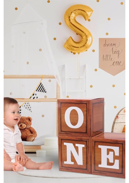 One Yazılı Ahşap Görünümlü Dekoratif Kutu Doğum Günü Konsepti fırsatları