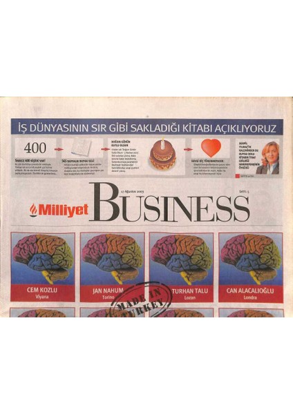 Milliyet Gazetesi Business Eki 17 Ağustos 2003 - Knorrun Müdürleri Mutfağa Girdi - Altın Likörü Bulmak Mesele Oldu GZ92553