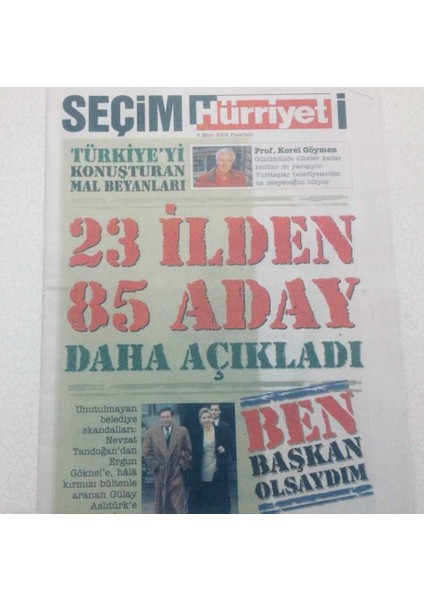 Hürriyet Gazetesi Seçim Eki - 8 Mart 2004 - 23 Ilden 85 Aday GZ46736