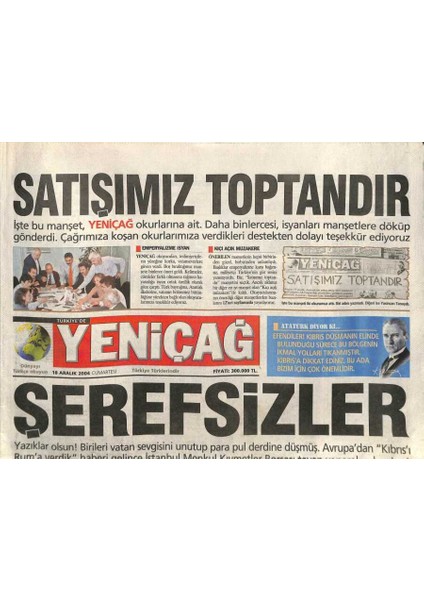 Yeniçağ Gazetesi 18 Aralık 2004 - Satışımız Toptandır * Işte Bu Manşet , Yeniçağ Okurlarına Ait GZ96381