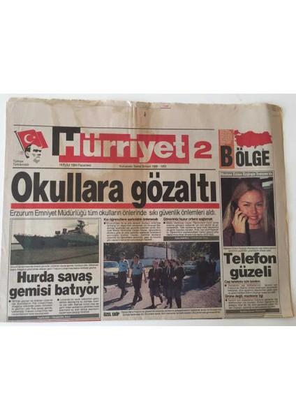 Hürriyet Gazetesi Bölge Eki - 19 Eylül 1994 - Yeşim Salkım Farkı Hüznünde Gizli - GZ43519 fiyatları
