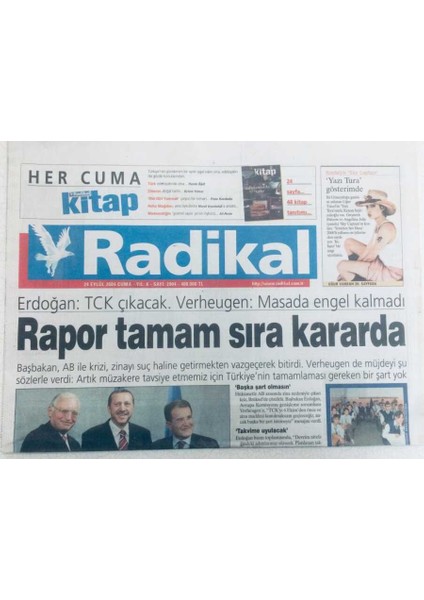 Radikal Gazetesi - 24 Eylül 2004 - Rapor Tamam Sıra Kararda GZ46261 fiyatları