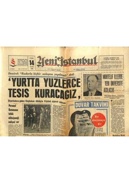 Yeni Istanbul Gazetesi 14 Kasım 1965 - Hükümetin Kararı Boğaz Köprüsü Inşaatı Başlıyor GZ102840