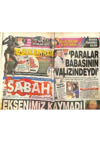 Sabah Gazetesi 11 Haziran 2010 - Kamer Hedef Avrupa - Sultan Abdülhamitin Torunu Osman Nami Osmanoğlu Yoğun Bakımda GZ124747
