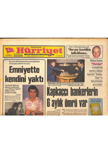 Hürriyet Gazetesi 24 Aralık 1981 - Tek Meclis ve Başkanlık Sistemi Önerileri Çoğalıyor - Kapkaççı Bankerlerin 6 Aylık Ömrü Var GZ127960