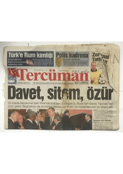 Tercüman Gazetesi 10 Mayıs 2005 - Türke Rum Kimliği GZ5846