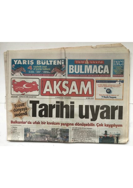 Akşam Gazetesi 15 Nisan 1999 - Yanlış Bomba 20 Ölü GZ5663