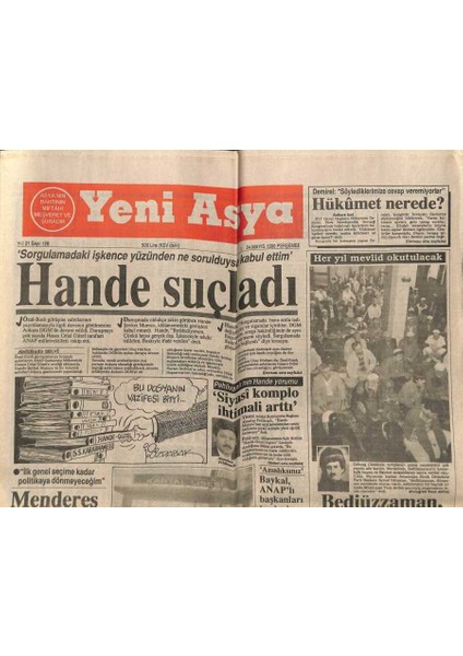 Yeni Asya Gazetesi 24 Mayıs 1990 - Aydın Menderes Beklemede GZ104327