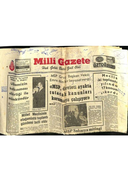 Milli Gazete Gazetesi 9 Temmuz 1975 - Kıbrıs Türk Federe Devleti Ile Libya Arasında Resmi Görüşmeler Dün Başladı GZ98582