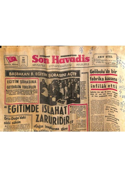Son Havadis Gazetesi 29 Eylül 1970 - Geliboluda Bir Fabrika Kazanı Infilak Etti GZ98488