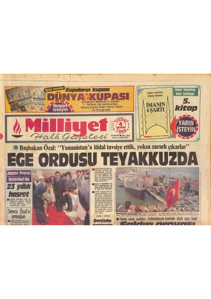 Milliyet Halk Gazetesi 4 Haziran 1986 - Maradona Tekme Yemekten Topa Vuramıyorum - Ege Ordusu Teyakkuzda GZ126855