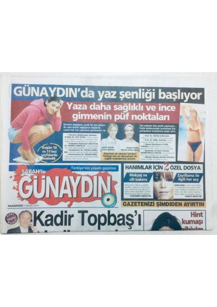 Sabah Gazetesi Günaydın Eki - 5 Nisan 2004 - Cansu Derenin Deniz Fobisi GZ46430 fiyatları