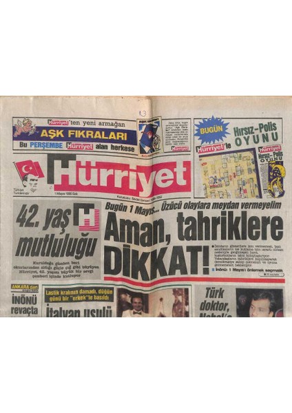 Hürriyet Gazetesi 1 Mayıs 1990 - Demirel , Antalyada Yağlı Güreşleri Izledi - Türk Doktor Uçkun , Nobele Aday GZ118457