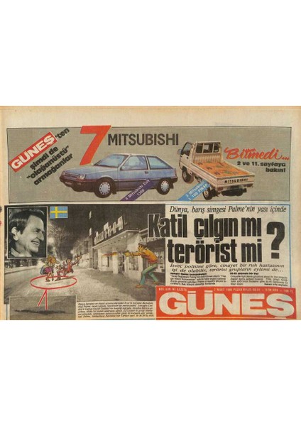 Güneş Gazetesi 2 Mart 1986 - Emel Sayın 6 Yıl Sonra Yuvada - Neşe Erberk ve 90LIK Otomobil GZ127526