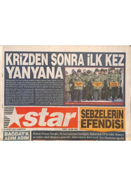 Star Gazetesi 9 Şubat 2002 - Lucescu Şükretti - Bağdata Adım Adım - Hakem Erman Toroğlu , Ilk Kez Kabzımal Kimliğiyle Habertürk Tvye Çıktı GZ128038