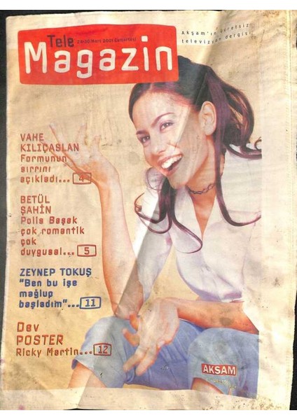 Akşam Gazetesi Tele Magazin Eki 24-30 Mart 2001 - Ricky Martin Dev Poster GZ113423
