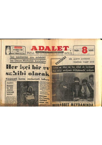 Adalet Gazetesi 28 Haziran 1965 - Istanbul,izmir,adana ve Kars Illerinde 4 Süt Fabrikası Daha Kurulacak GZ121793