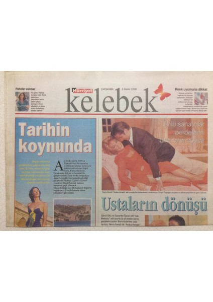 Hürriyet Gazetesi Kelebek 2 Aralık 1998 - Gönül Ülkü,gazanfer Özcan,ustaların Dönüşü GZ27090