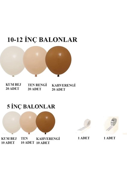 Retro Büyük Balon Zincir Seti Kahverengi, Ten ve Kum Bej Balon Set fiyatları