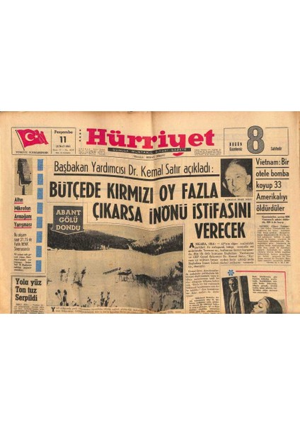 Hürriyet Gazetesi 11 Şubat 1965 - Başbakan Johnson , Altın Sistemini Kabul Etmiyor GZ117427
